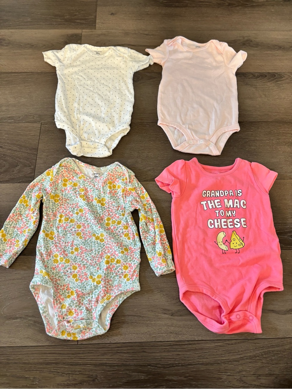 Carter's Baby One-Piece Bodysuit Set - White, Light Pink, Floral, Bright Pink